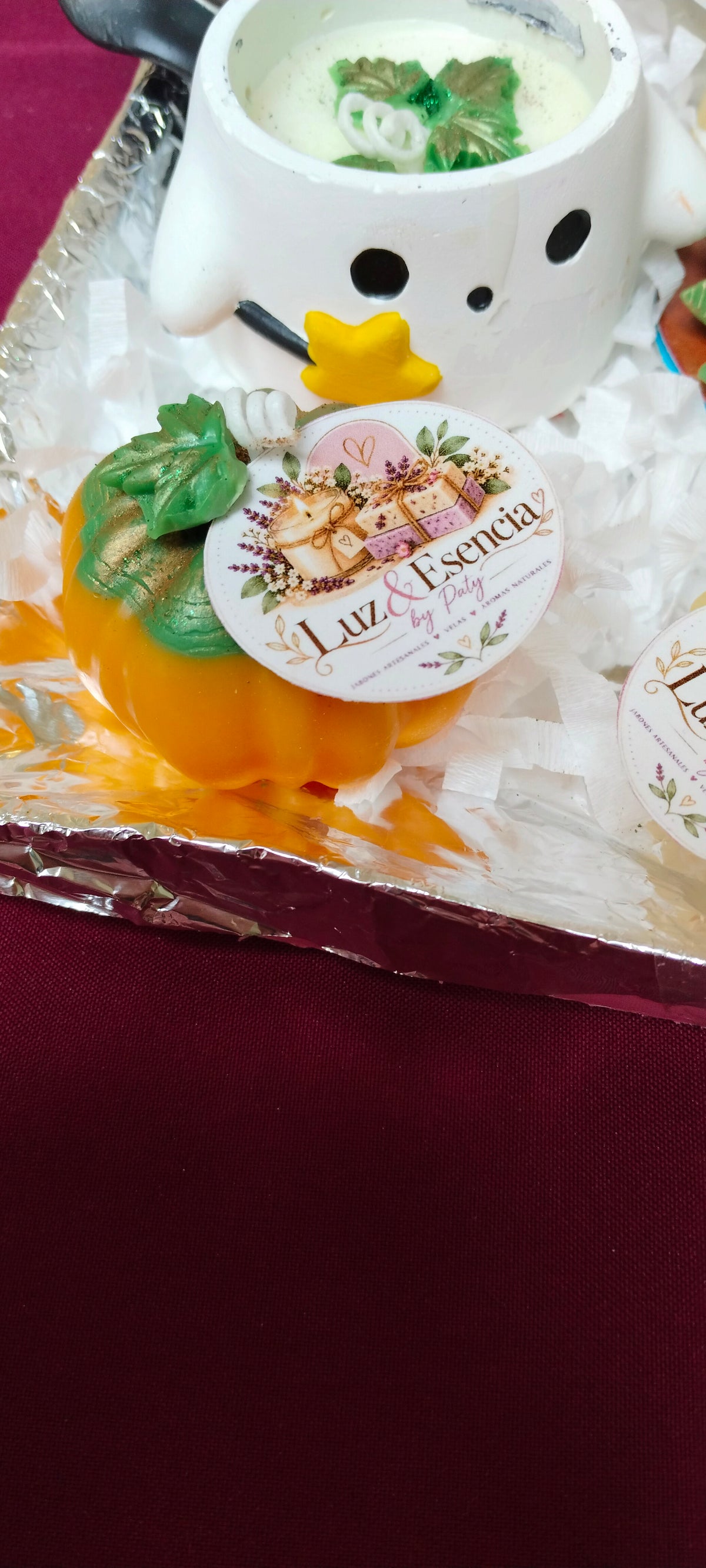 Vela de pan, calabaza y flor