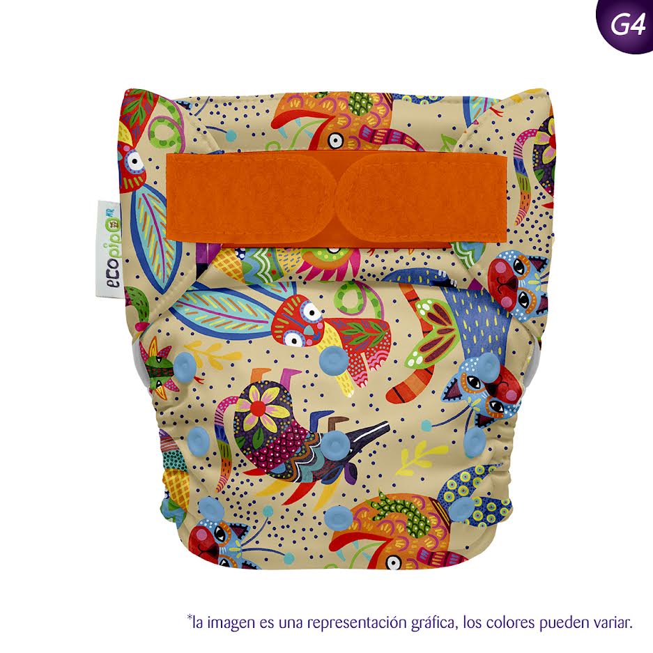 Pañal de tela unitalla estampado Ecopipo velcro G4