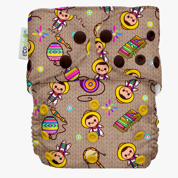 Pañal de tela unitalla estampado Ecopipo broches G4