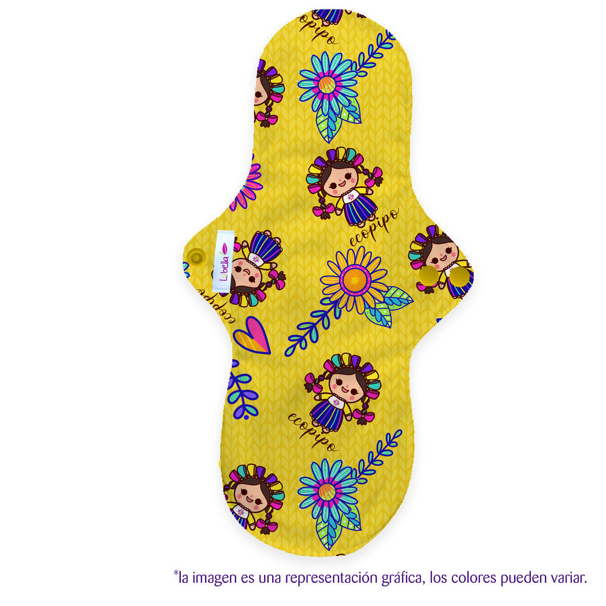 Toalla sanitaria nocturna/postparto ecológica estampada Lubella