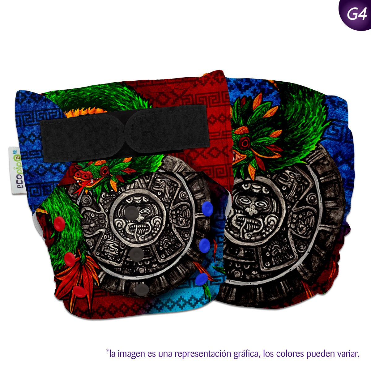 Pañal de tela unitalla estampado Ecopipo velcro G4