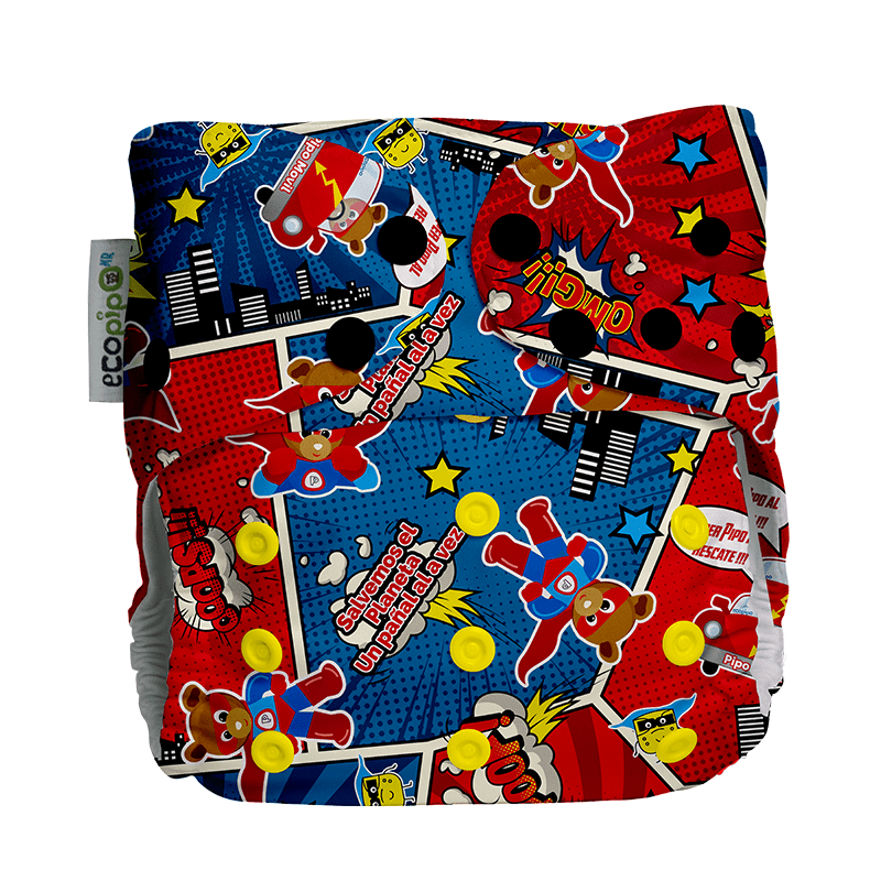 Pañal de tela unitalla estampado Ecopipo broches G4