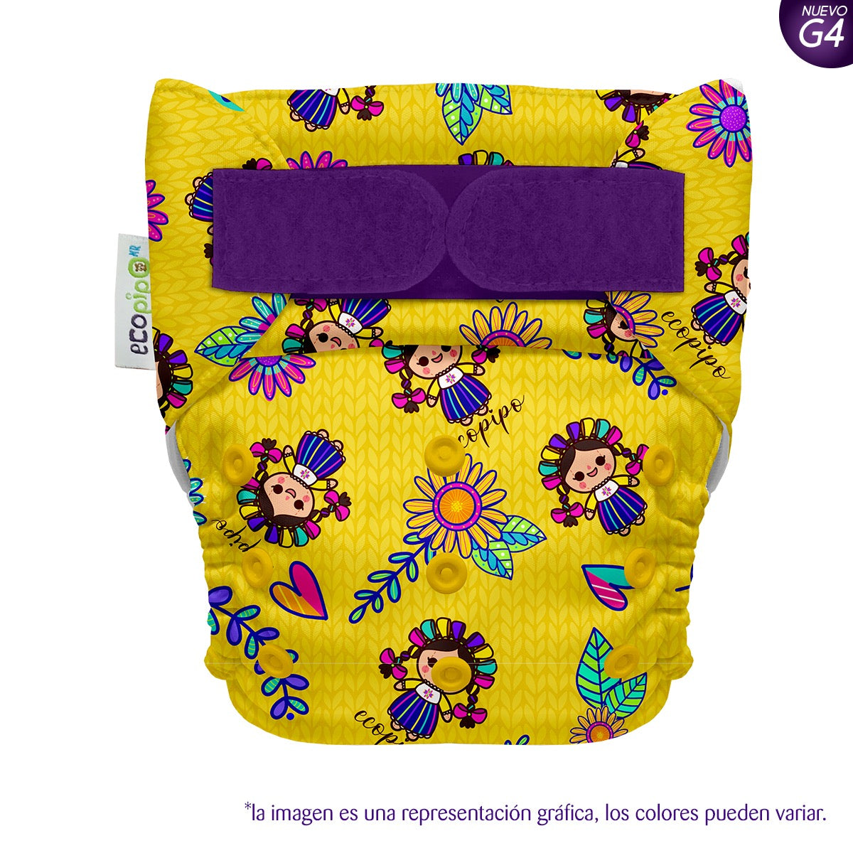 Pañal de tela unitalla estampado Ecopipo velcro G4