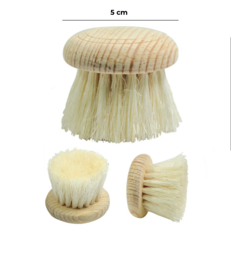 Cepillo facial redondo de madera de pino natural