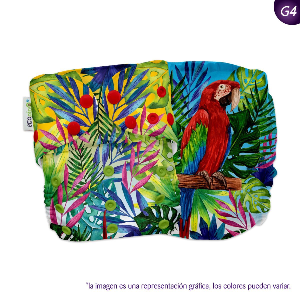 Pañal de tela unitalla estampado Ecopipo broches G4