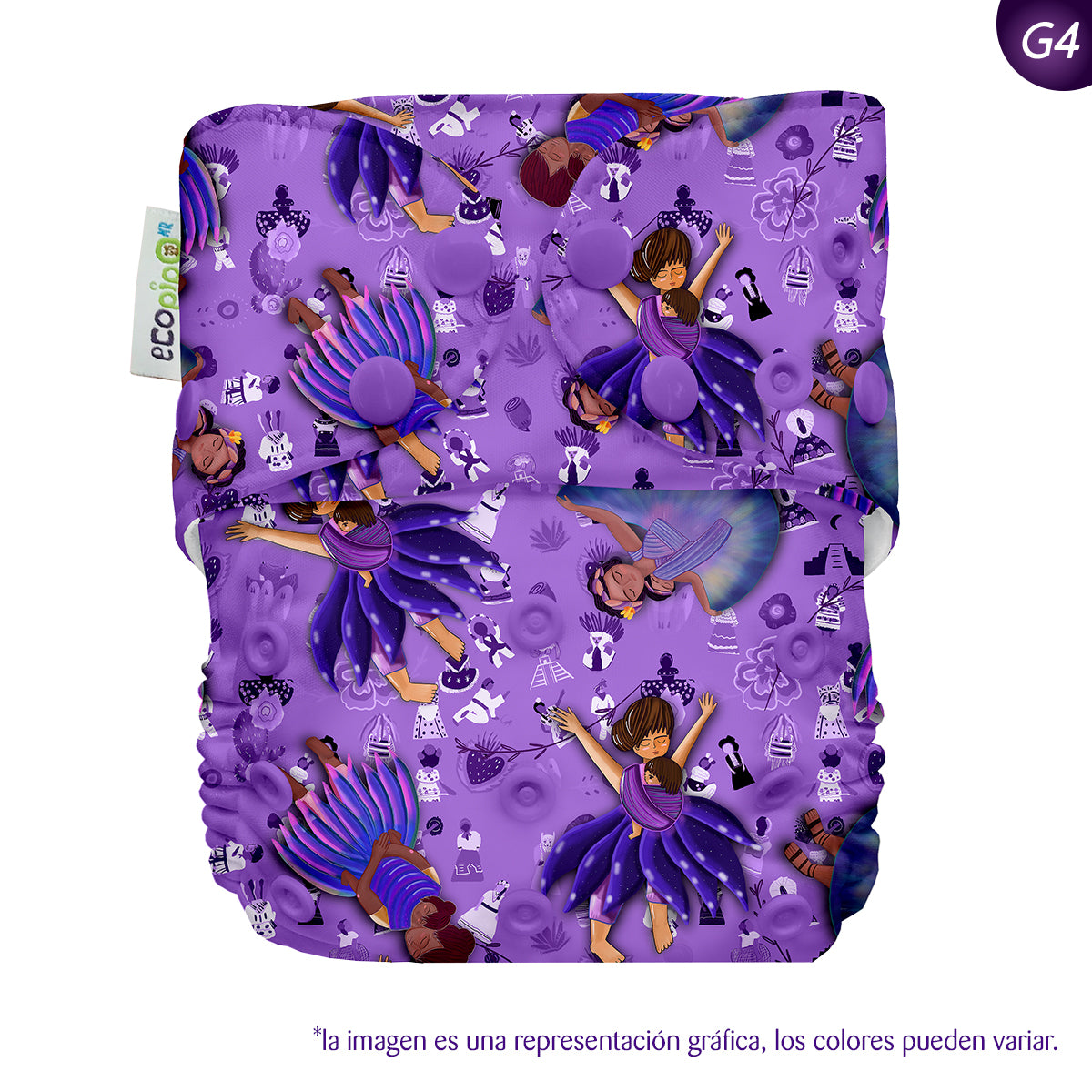 Pañal de tela unitalla estampado Ecopipo broches G4