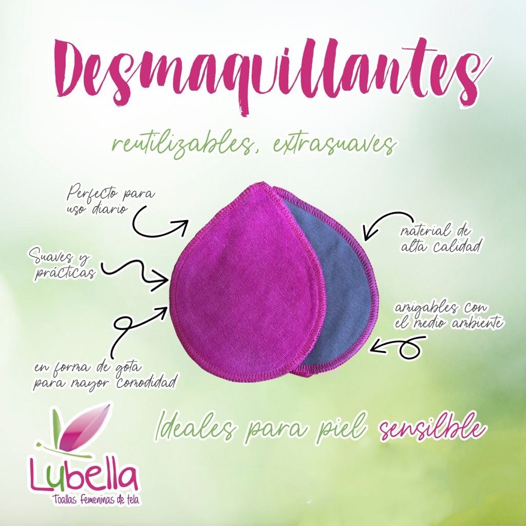 Toallitas desmaquillantes reutilizables 6 piezas
