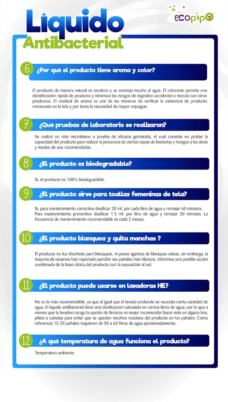 Líquido para lavado antibacterial Ecopipo para pañales de tela