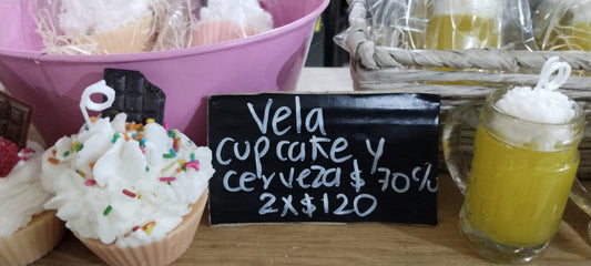Vela cerveza y cupcake🧁