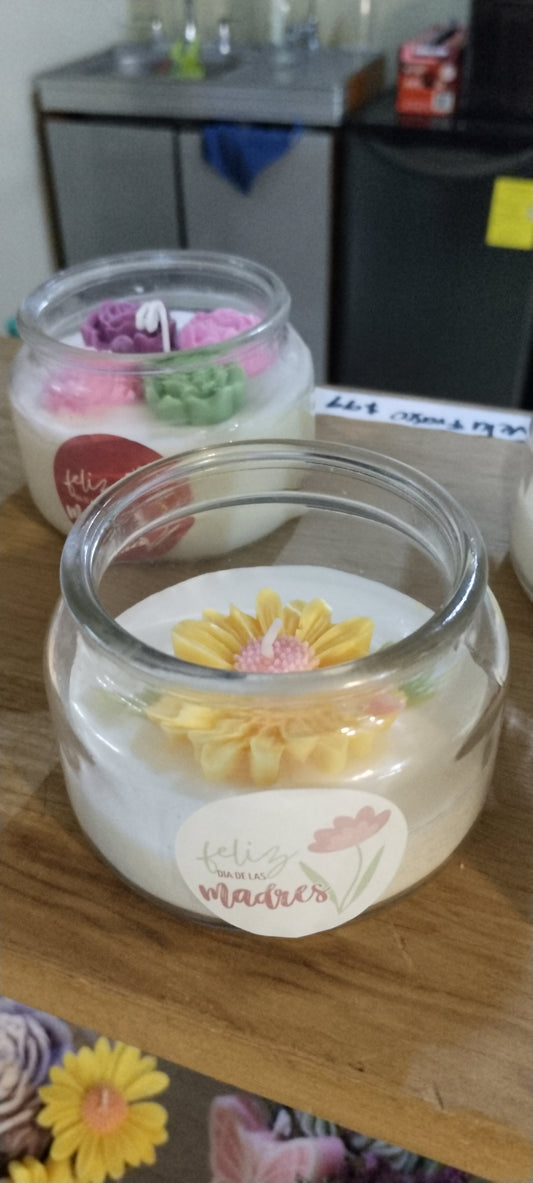 Vela frasco con  flor