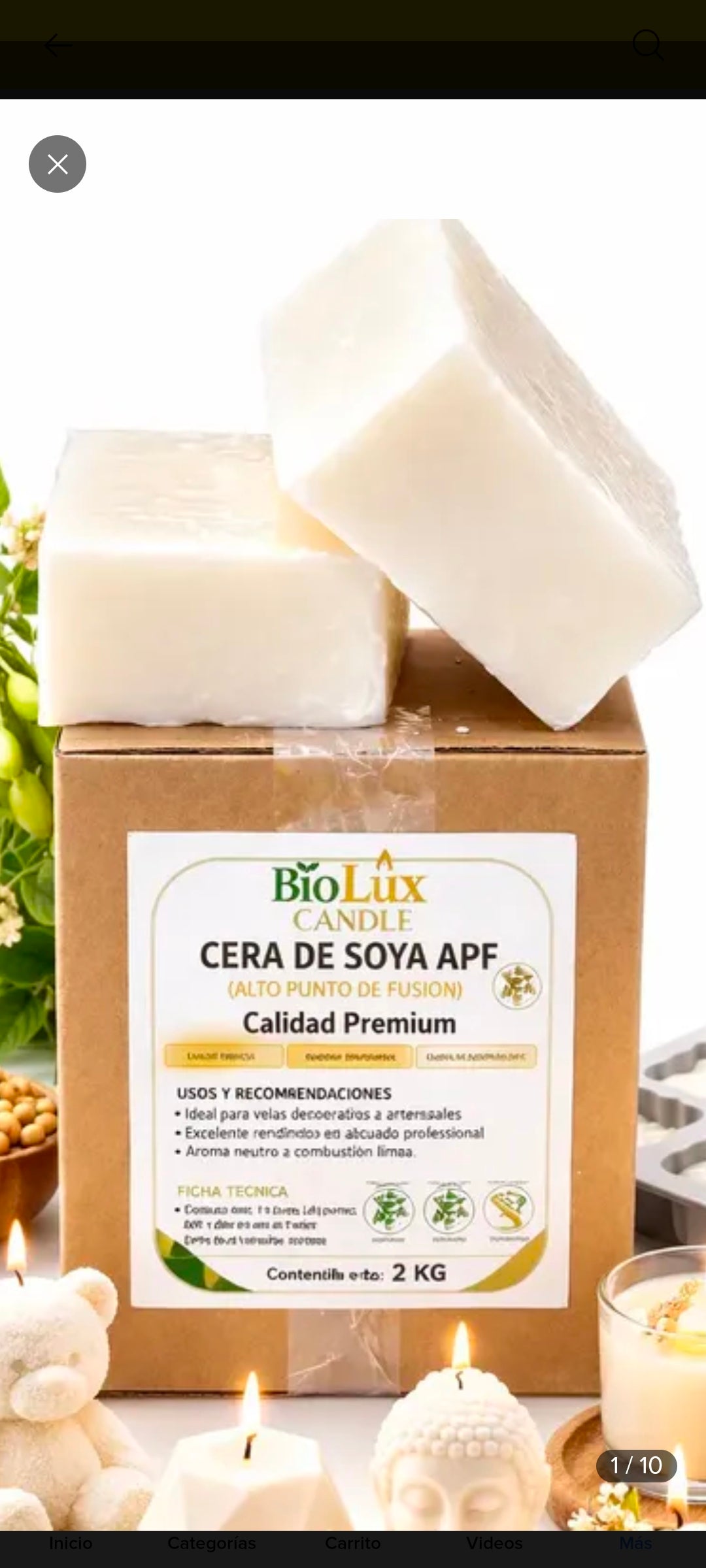 Cera de soya calidad premium APF 2 kg.
