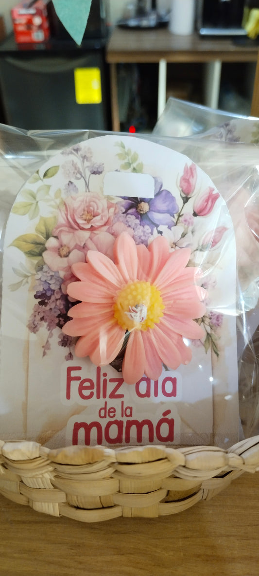 Vela flor en tarjeta