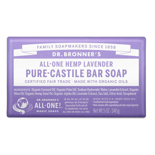 Jabón puro de castilla en barra aroma lavanda Dr. Bronners