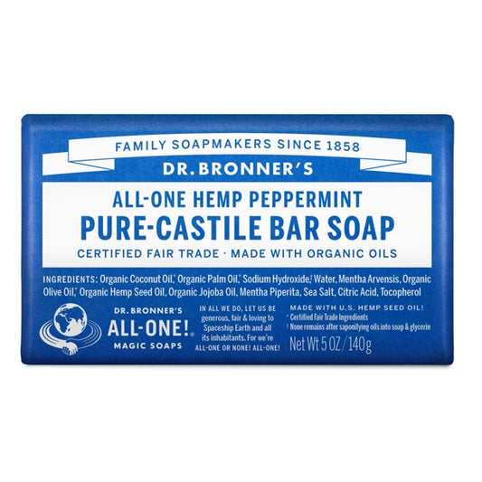 Jabón puro de castilla en barra aroma menta Dr. Bronners