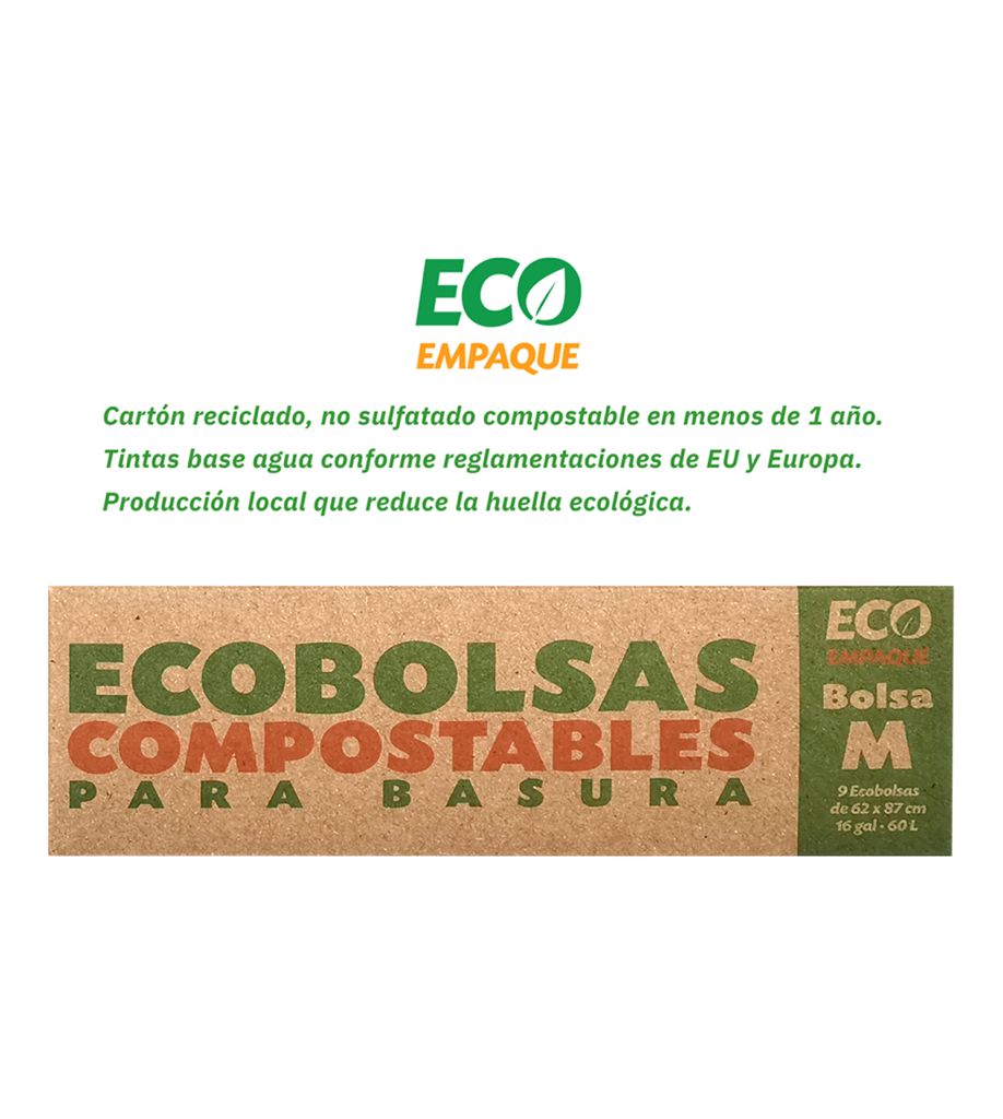Paquete de 9 bolsas certificada biodegradable para basura grande